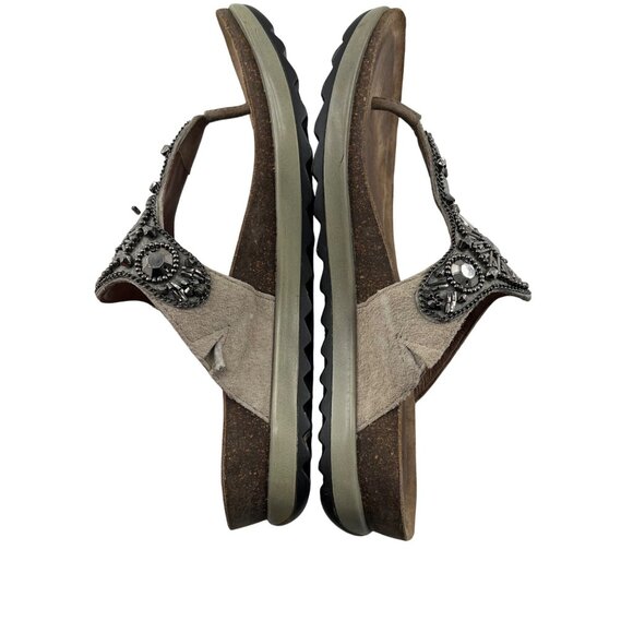 Womens Dansko Beaded Leather Thong Sandals Size 36 Embellished Brown - Picture 6 of 6